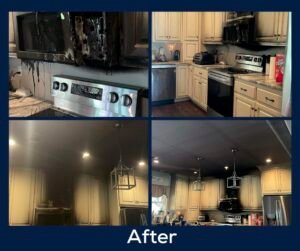 damage after grease fire - Thanksgiving Fire Prevention and Restoration - Independent Restoration Services - West Tennessee - fire prevention - kitchen fire - fire safety - house fire - home fire - fire safety tips - fire restoration services